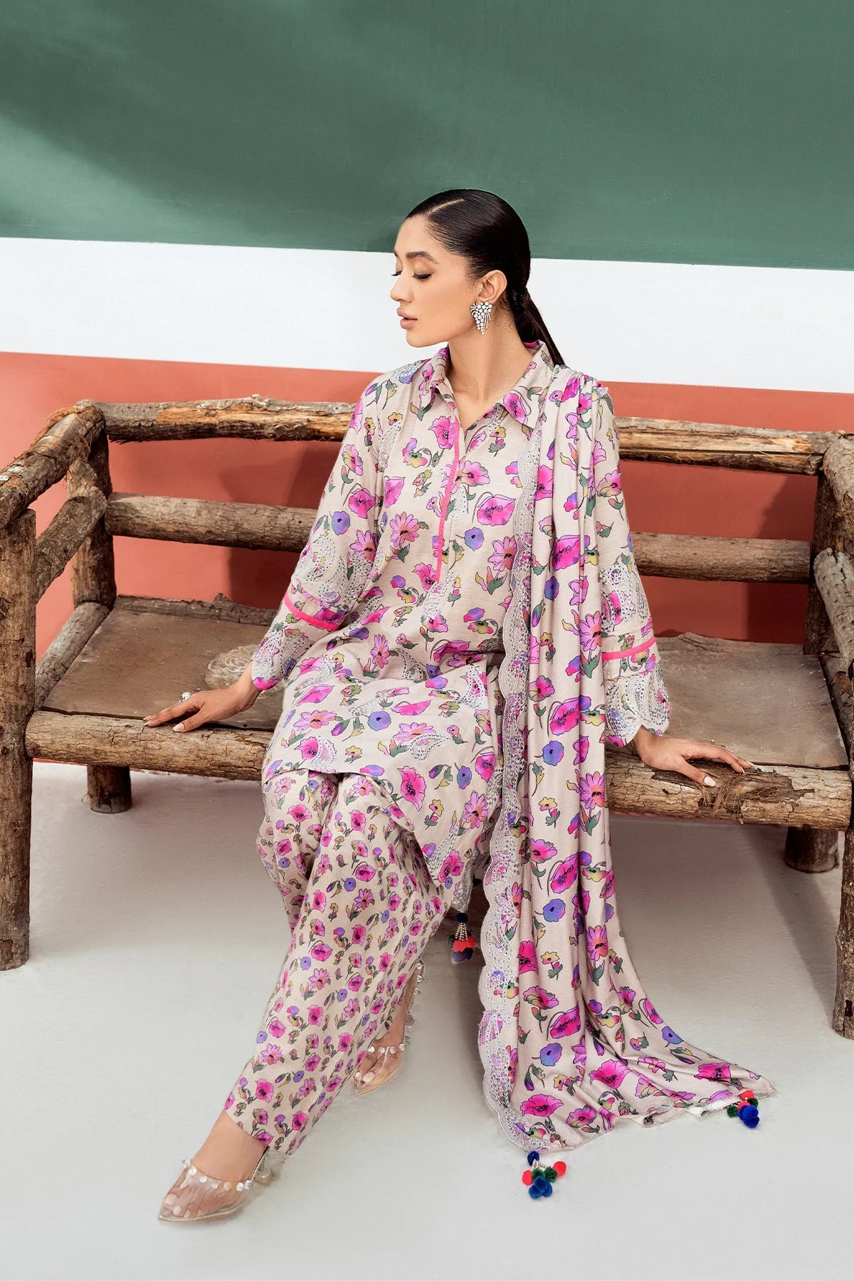 3-Pc Charizma Unstitched Embroidered Khaddar With Wool Shawl ANW-05