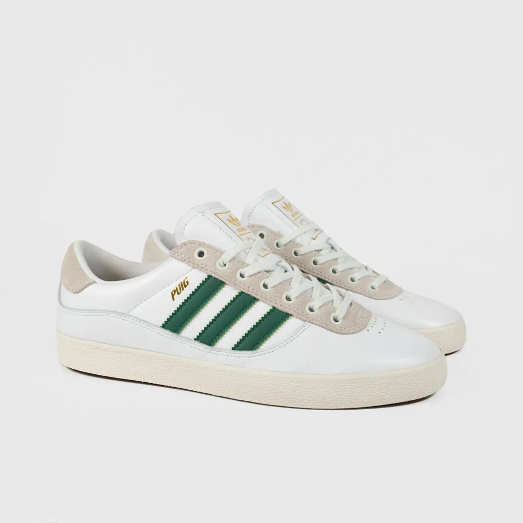 Adidas Skateboarding - Puig Indoor Shoes - Footwear White / Dark Green / Chalk White