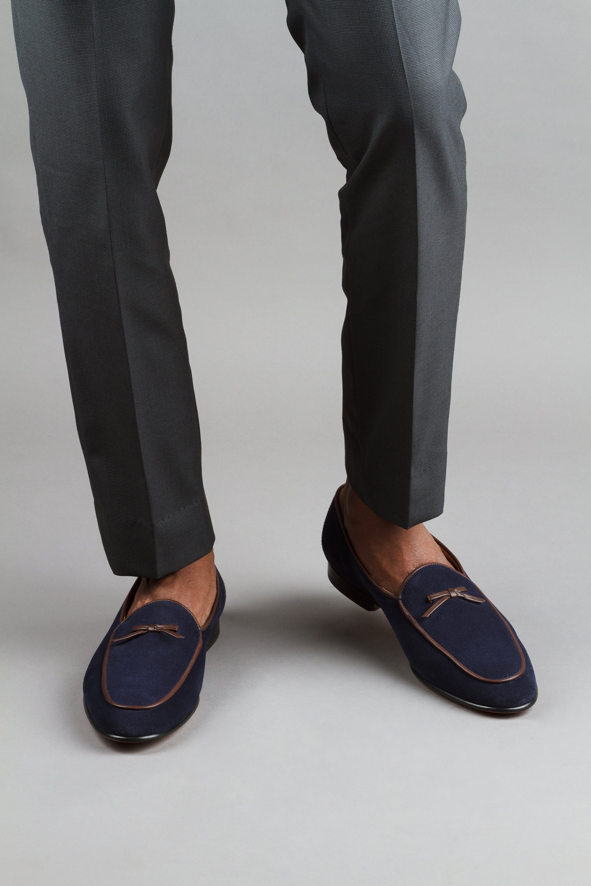 Belgian Loafers - Navy Suede