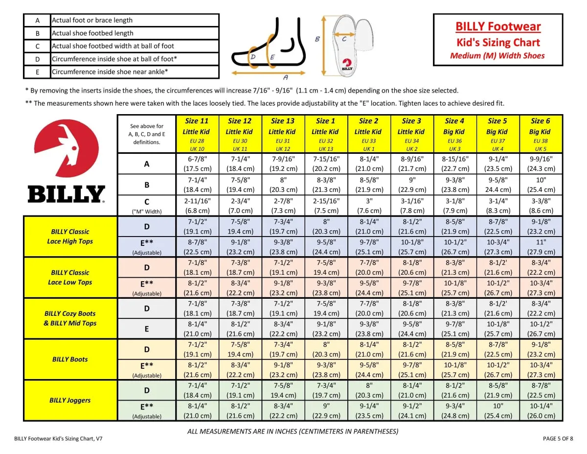 Billy Footwear (Big Kids) Wide Fit - High Top Canvas Shoes