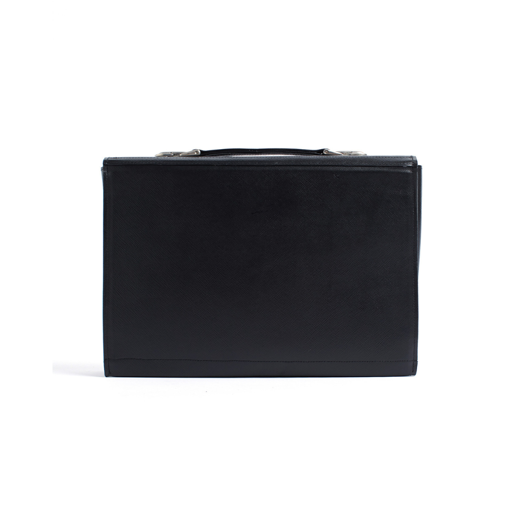 Black leather briefcase