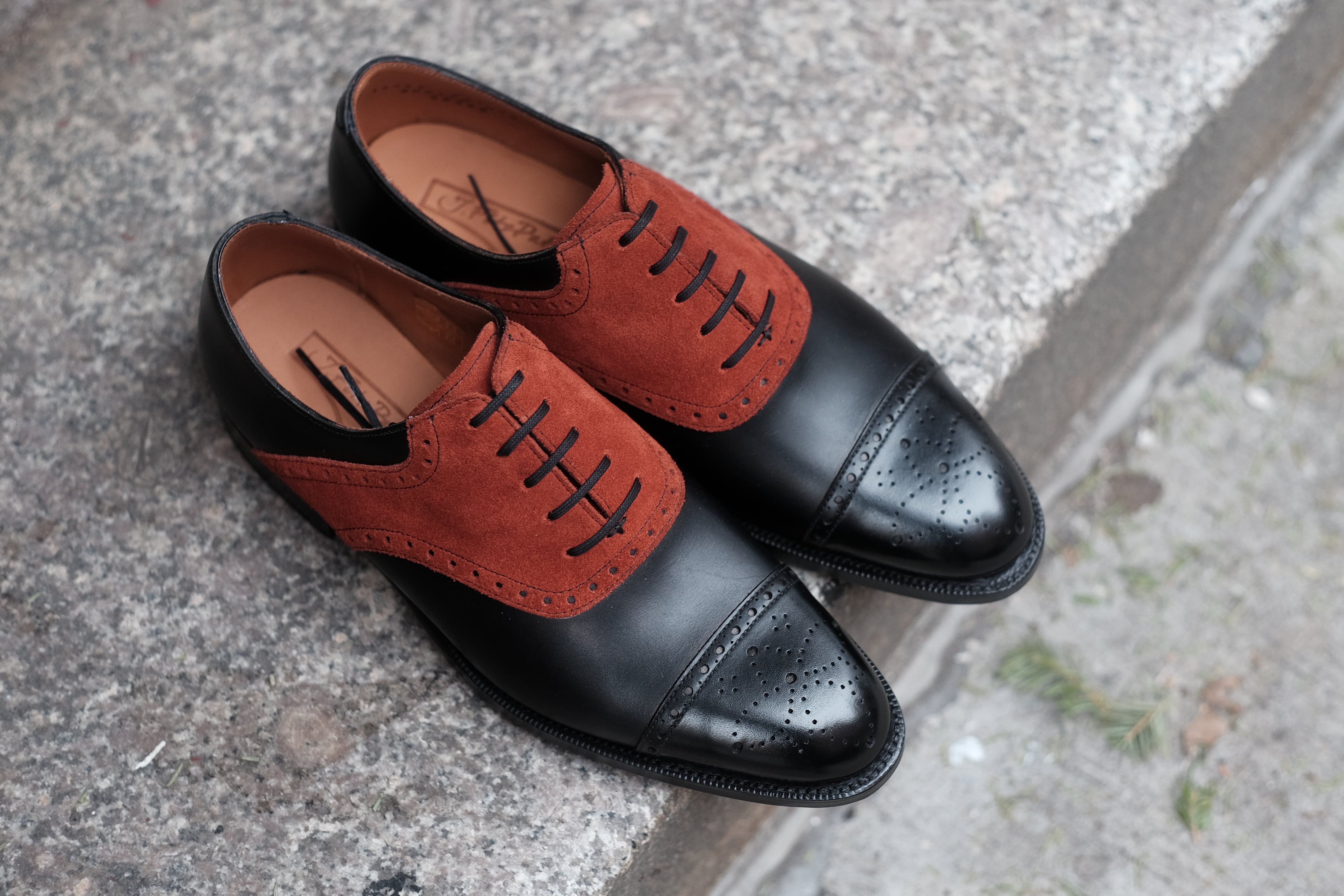 Burien - MTO - Black Calf / Rust Suede - TMG Last - Single Leather Sole