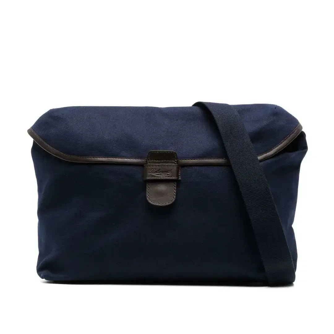 Canvas Plain Messenger Bag - Navy