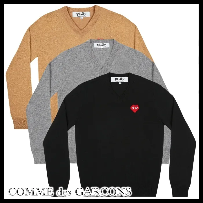 COMME des GARCONS  |Wool V-Neck Collaboration Long Sleeves Logo