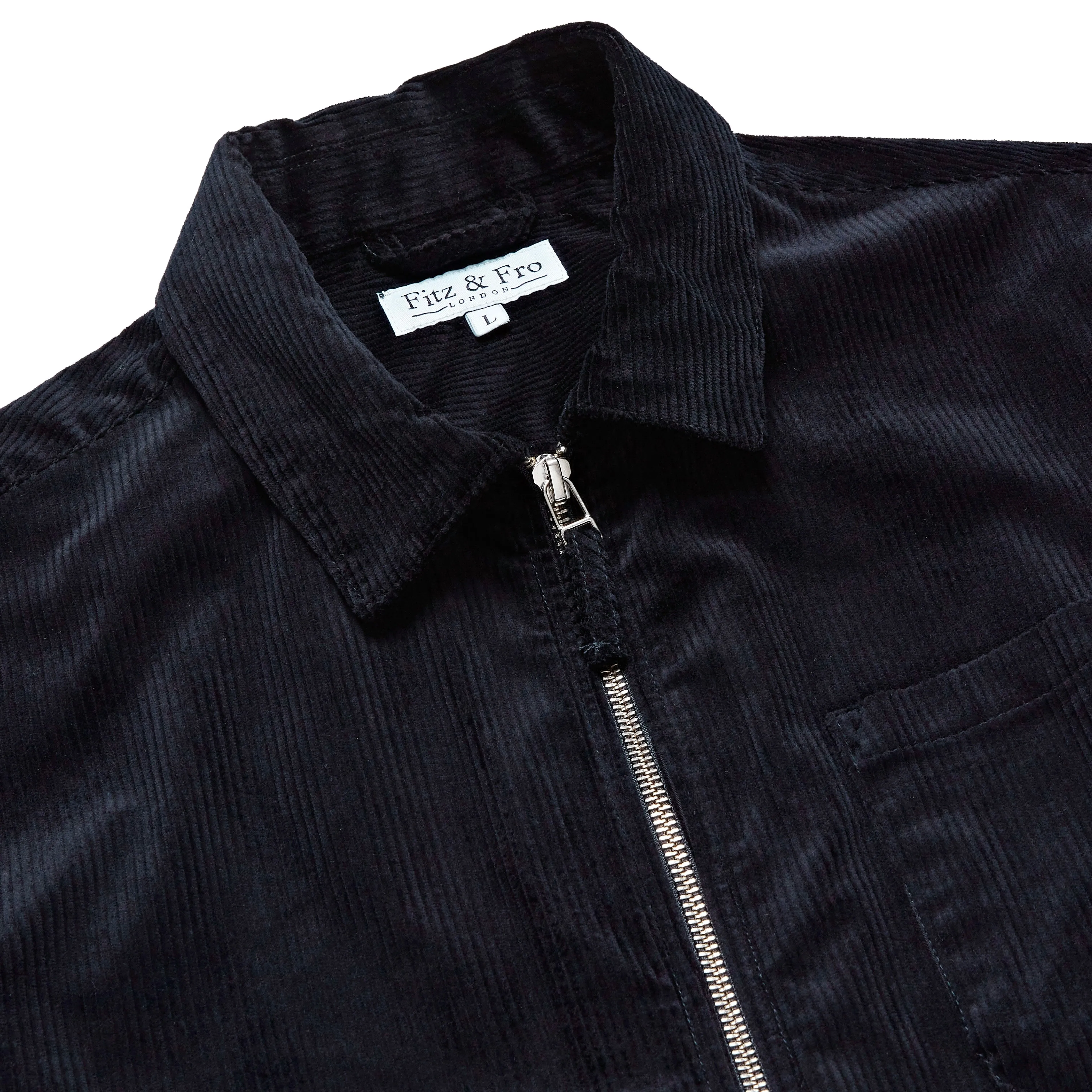 Cord Zip-Up Jacket - Navy Blue