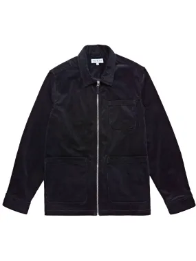 Cord Zip-Up Jacket - Navy Blue