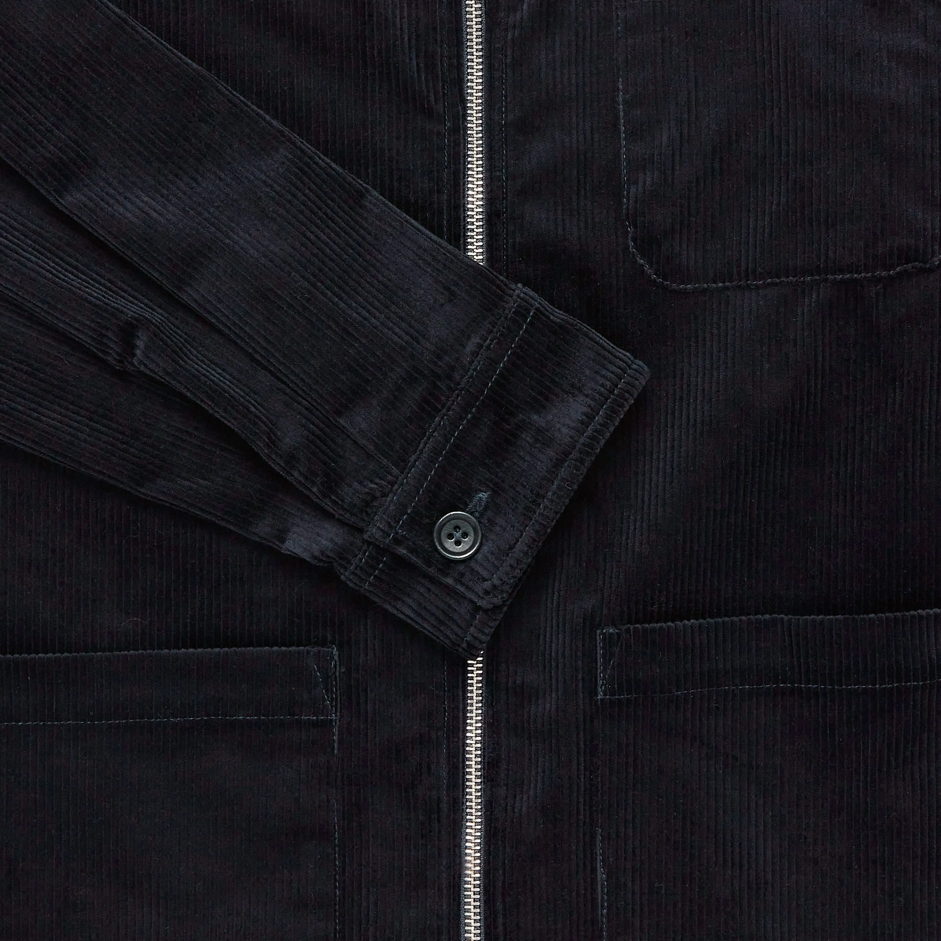 Cord Zip-Up Jacket - Navy Blue