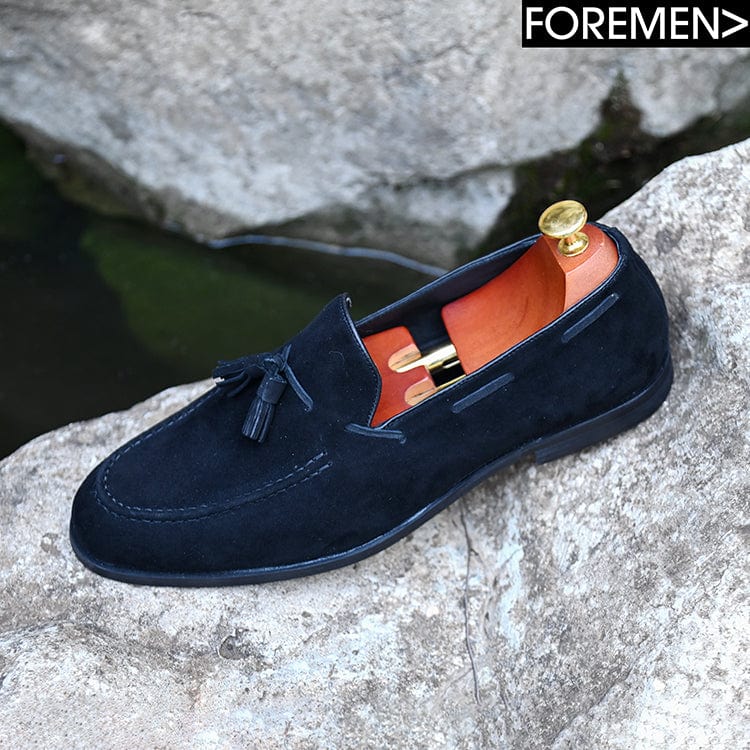 DUKE | Black Suede Tassel Loafers