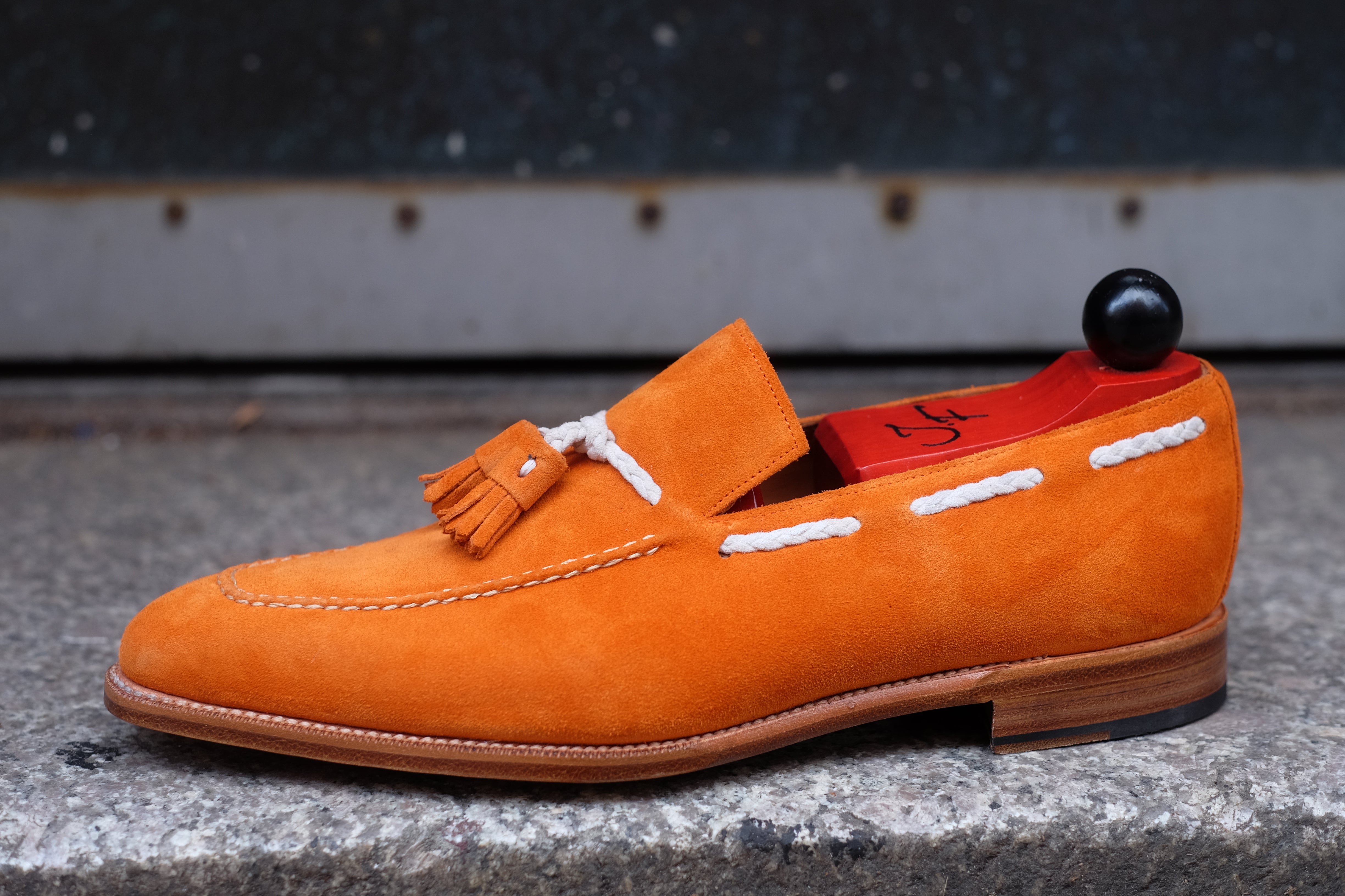 Eskapa - MTO - Orange Suede / Natural Stitching - LPB Last - Single Leather Sole