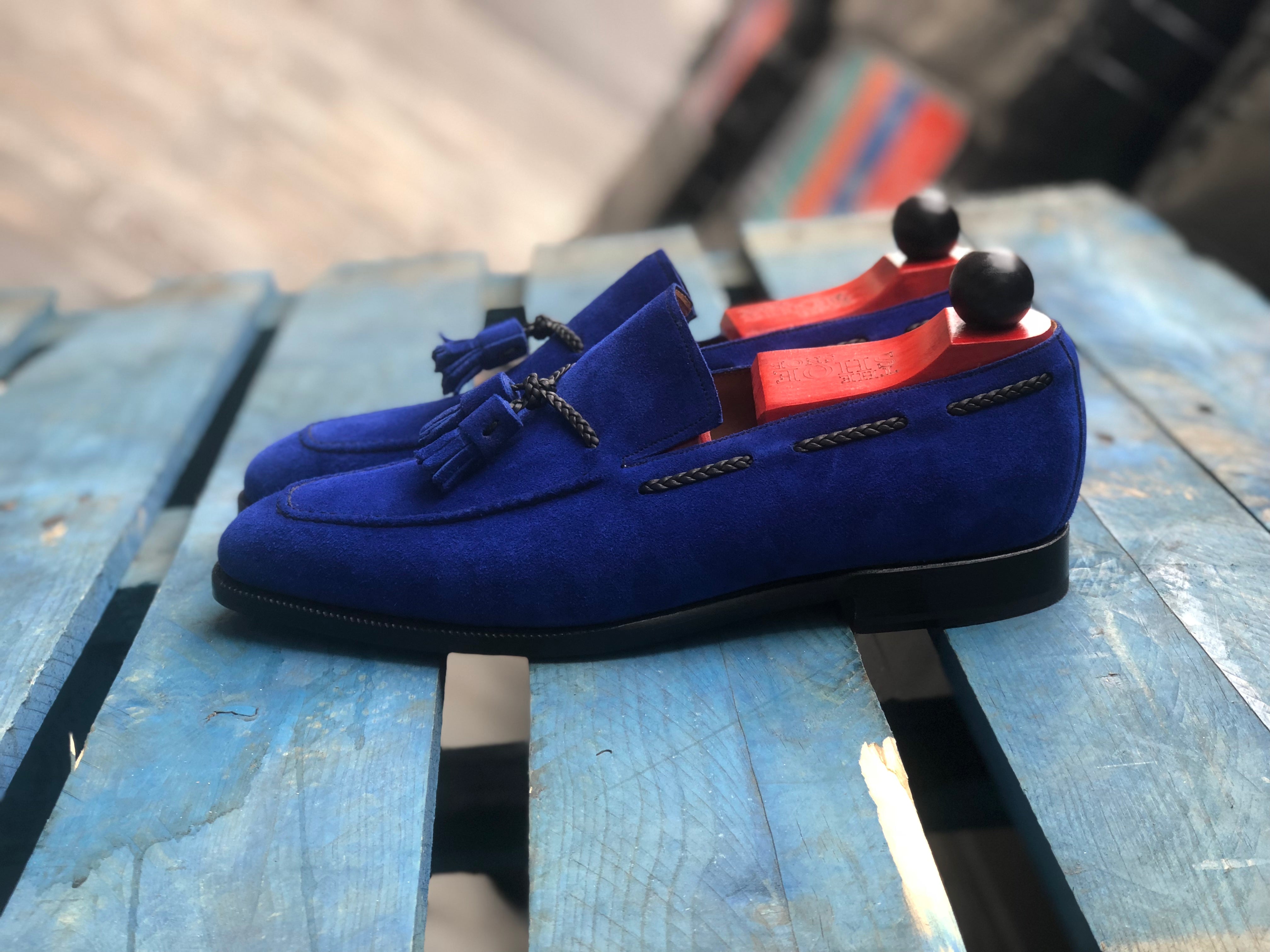 Eskapa - MTO - Vivid Blue Suede - LPB Last - Single Leather Sole