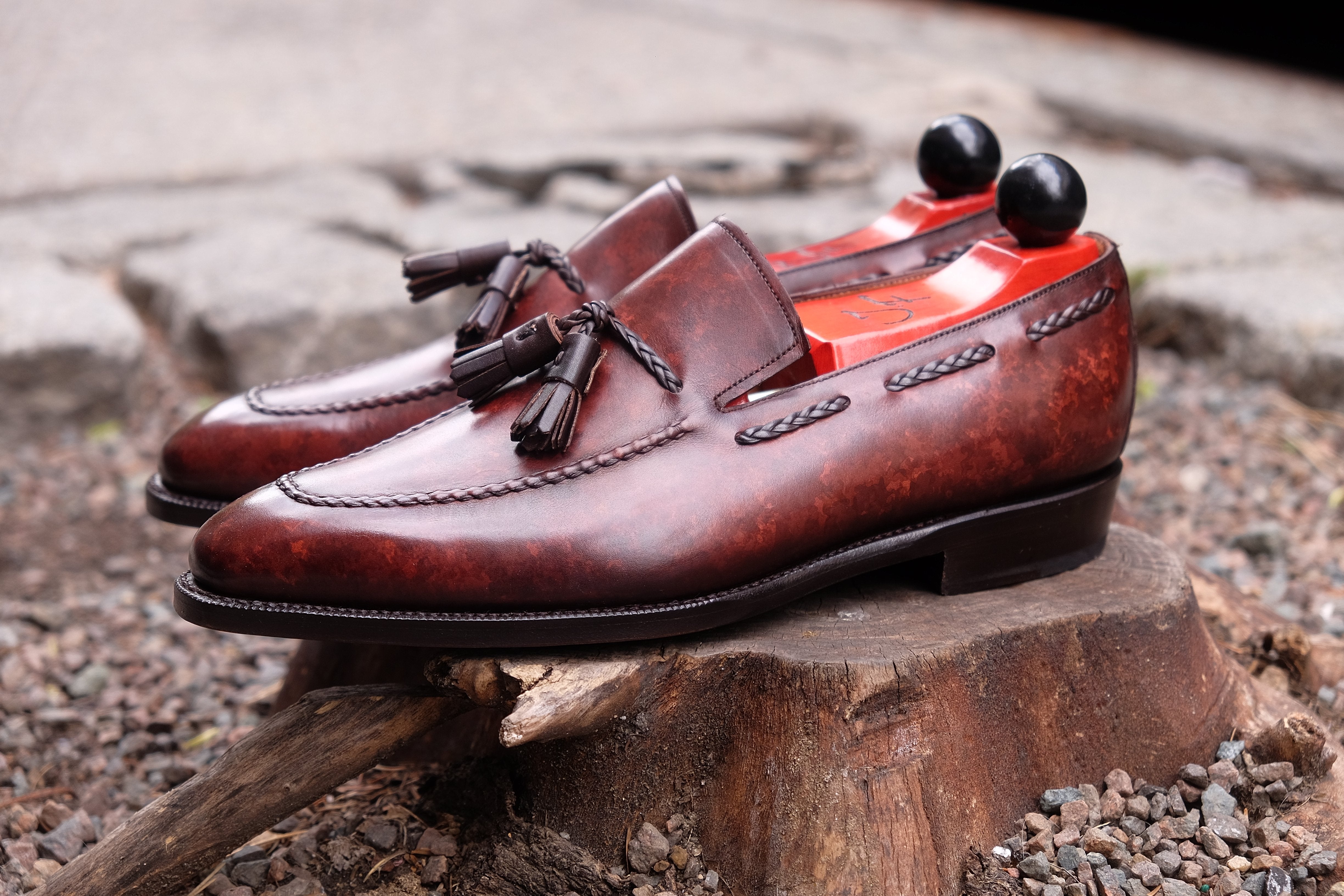 Eskapa - MTO - Walnut Marble Patina - LPB Last - Single Leather Sole