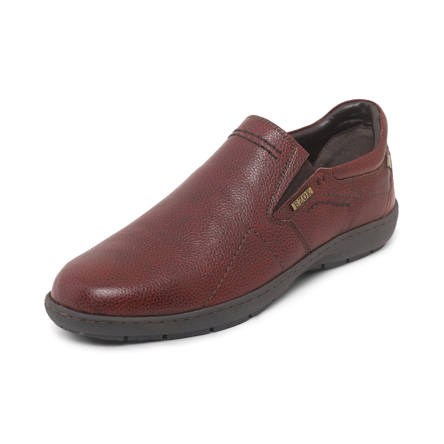 Ezok Brown Leather Slipon Loafers