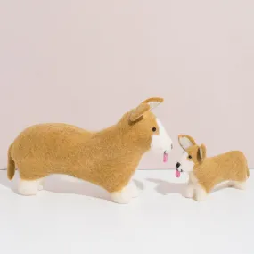 Hand Felted Corgi Duo