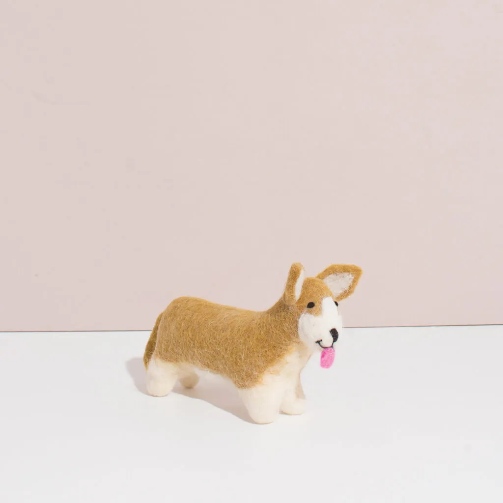 Hand Felted Corgi Duo