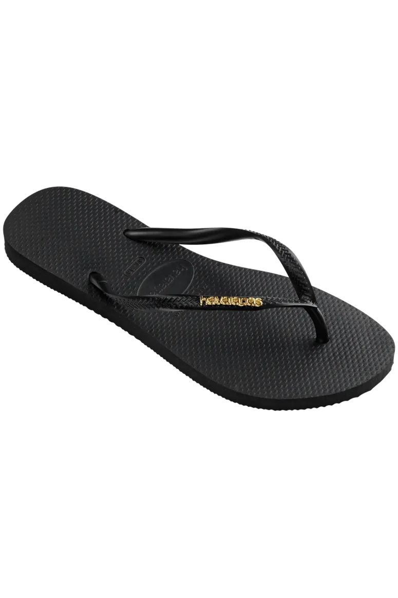 Havaianas - Slim Logo Metallic Sandal - Black