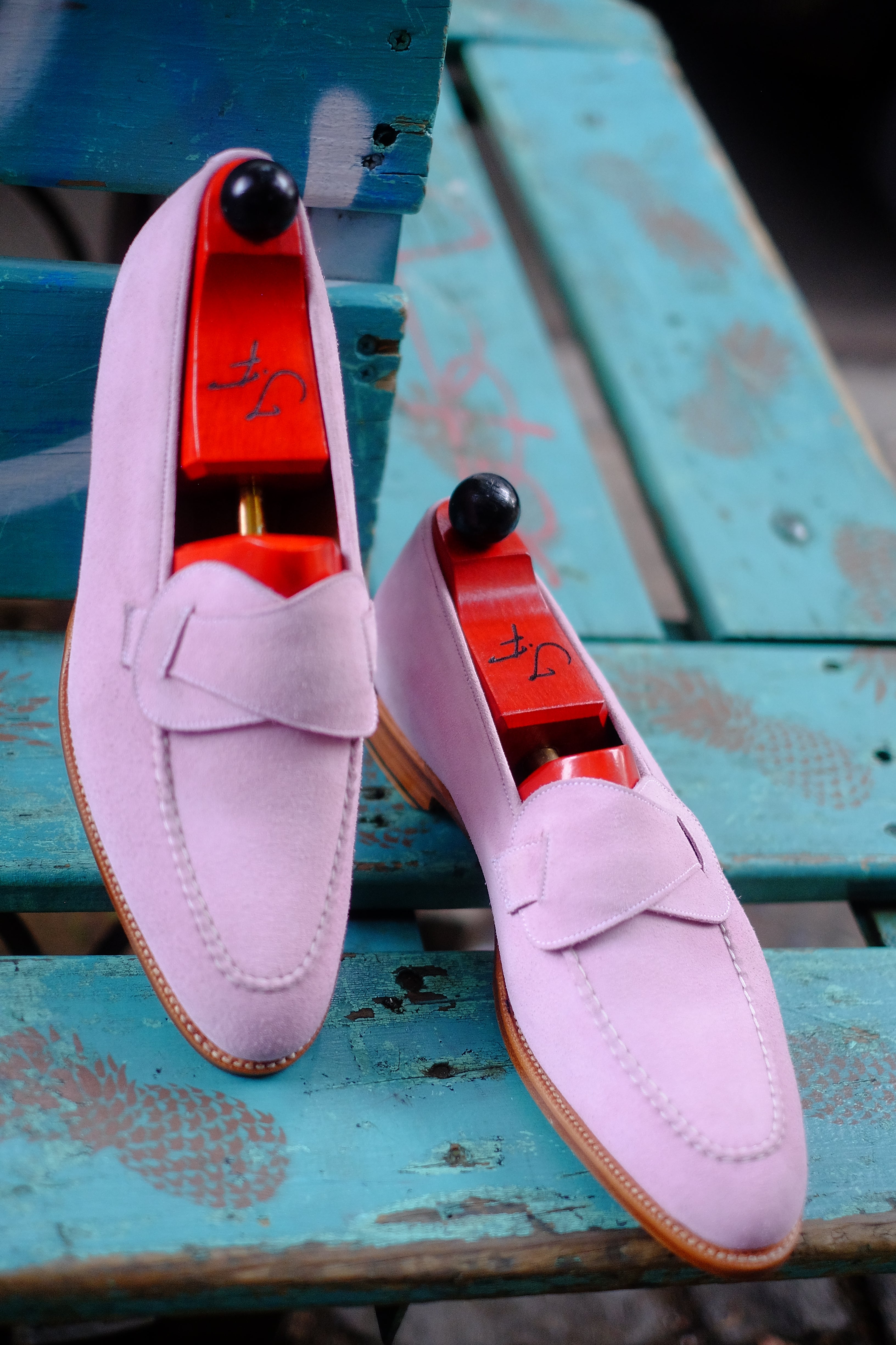 Hawthorne - MTO - Pink Suede - Natural Edge Trim - TMG Last - Single Leather Sole