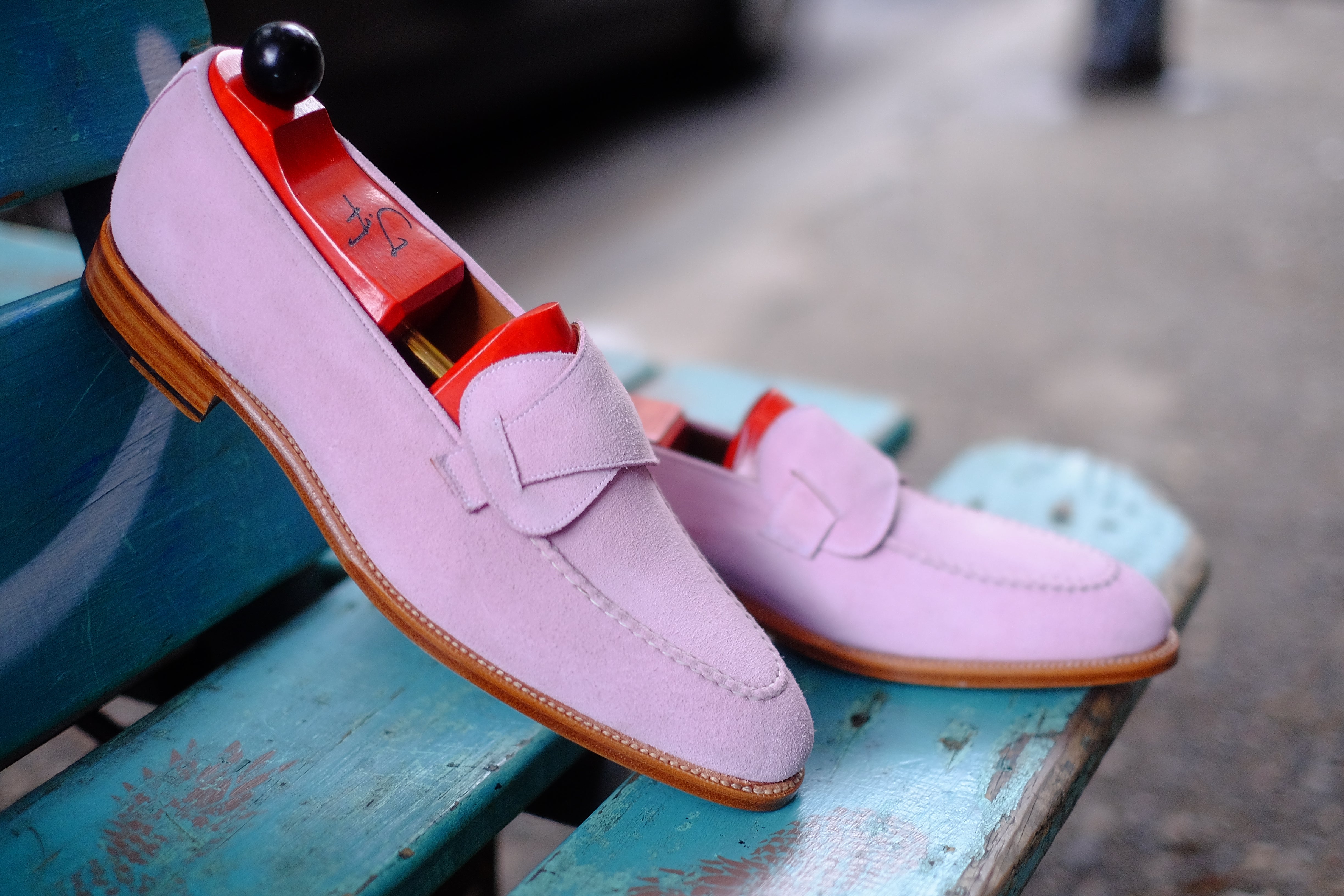 Hawthorne - MTO - Pink Suede - Natural Edge Trim - TMG Last - Single Leather Sole