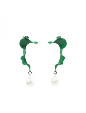 Hugo Kreit Green Mini Swirl Earring