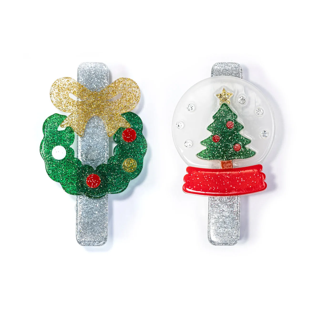 Lilies & Roses Alligator Clip - Christmas Wreath & Snow Globe