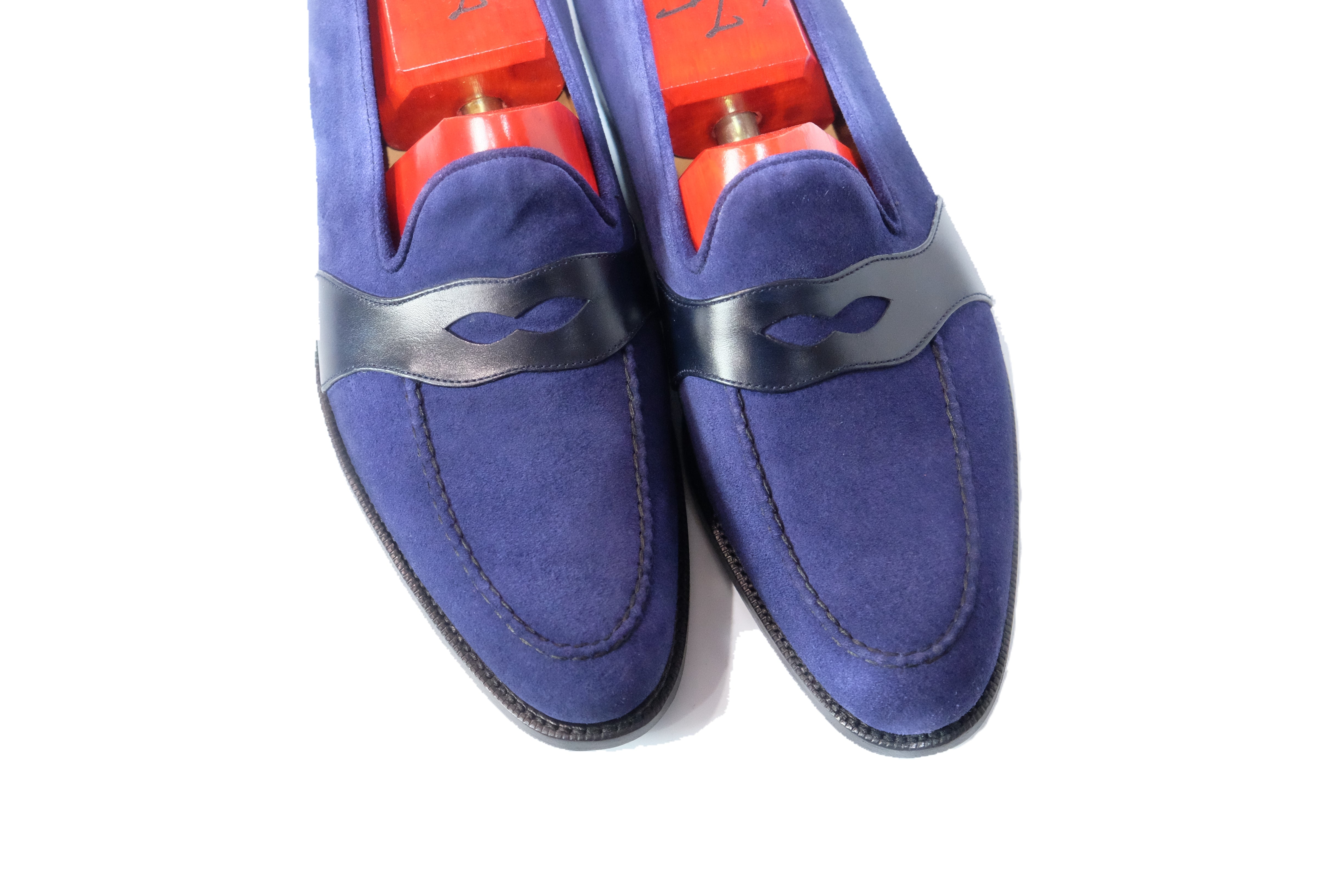 Madison - MTO - Medium Blue Suede / Blue Calf - TMG Last - Single Leather Sole