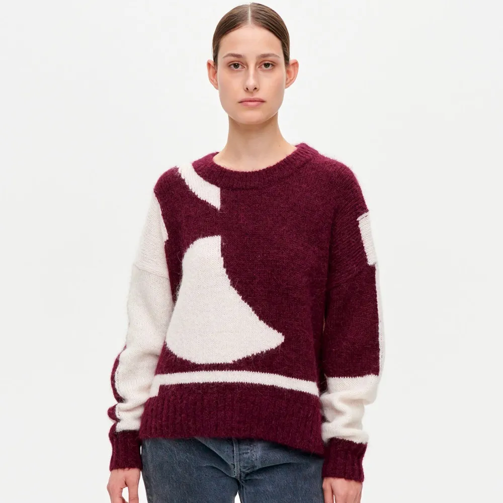 marimekko  |Crew Neck Casual Style Wool Nylon Rib Street Style