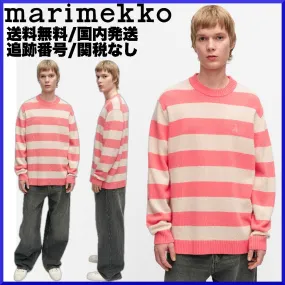 marimekko  |Crew Neck Stripes Flower Patterns Casual Style Unisex Wool