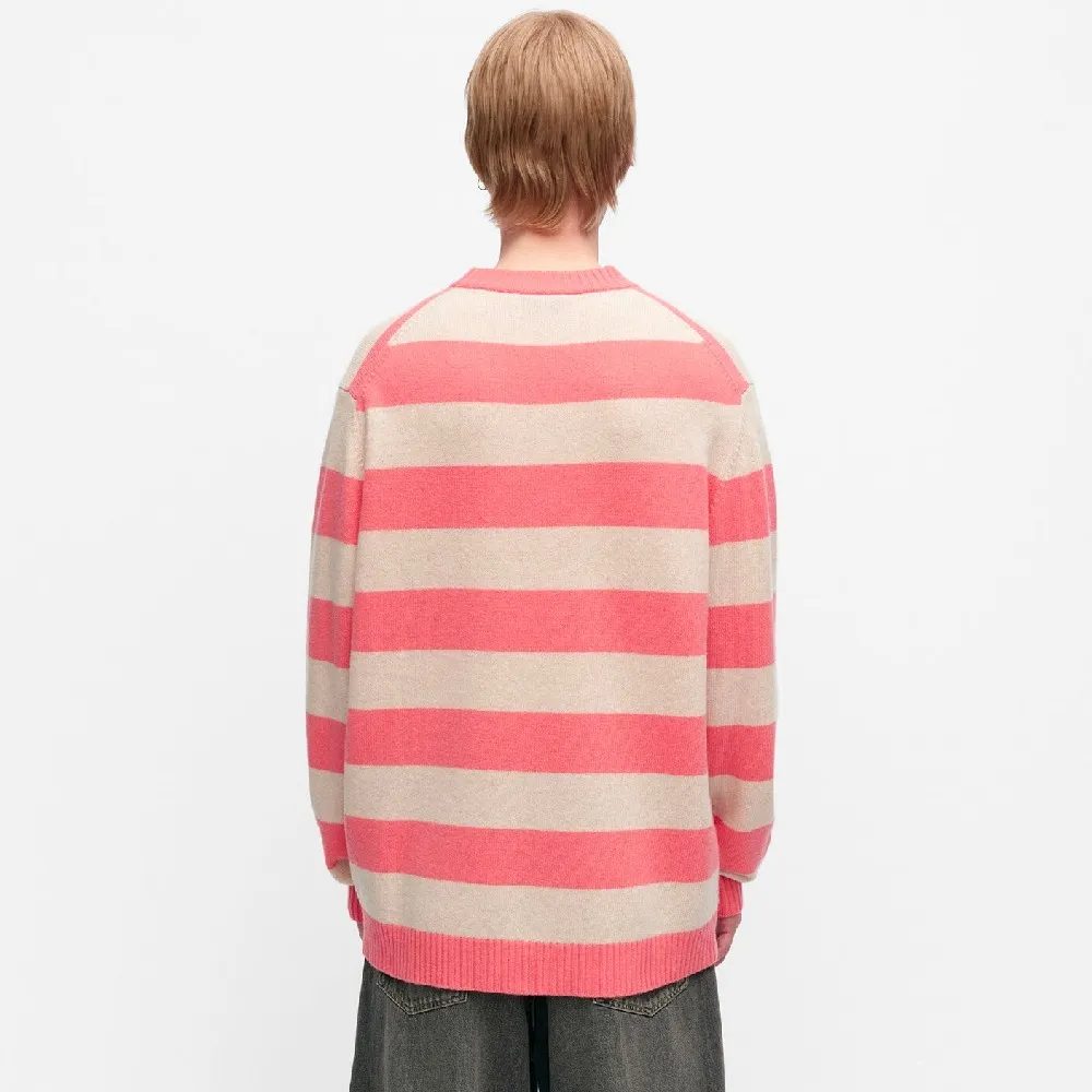 marimekko  |Crew Neck Stripes Flower Patterns Casual Style Unisex Wool