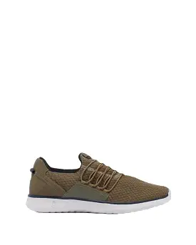 Mens Hush Puppies The Good Bungee Olive Textile Casual Shoes