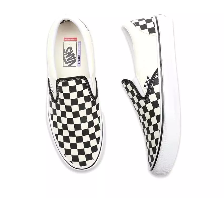 Mens Vans Classic Slip-On Comfy Skate Shoe Black And White Checker