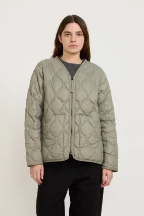 Military Zip V Neck Soft Shell Down Jacket Dark Sage Green Womens