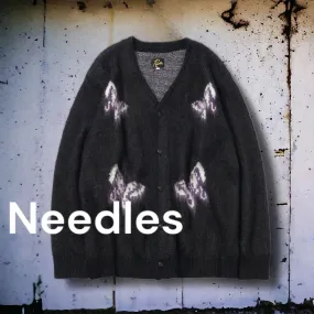 Needles  |Flower Patterns Unisex Wool Street Style Logo Cardigans