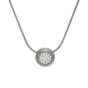 PT808W B.Tiff Pavé Globe Stainless Steel Pendant Necklace