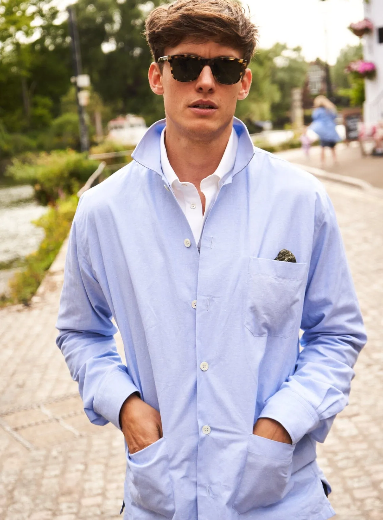 Recycled Italian Sky Slub Shirt Jacket