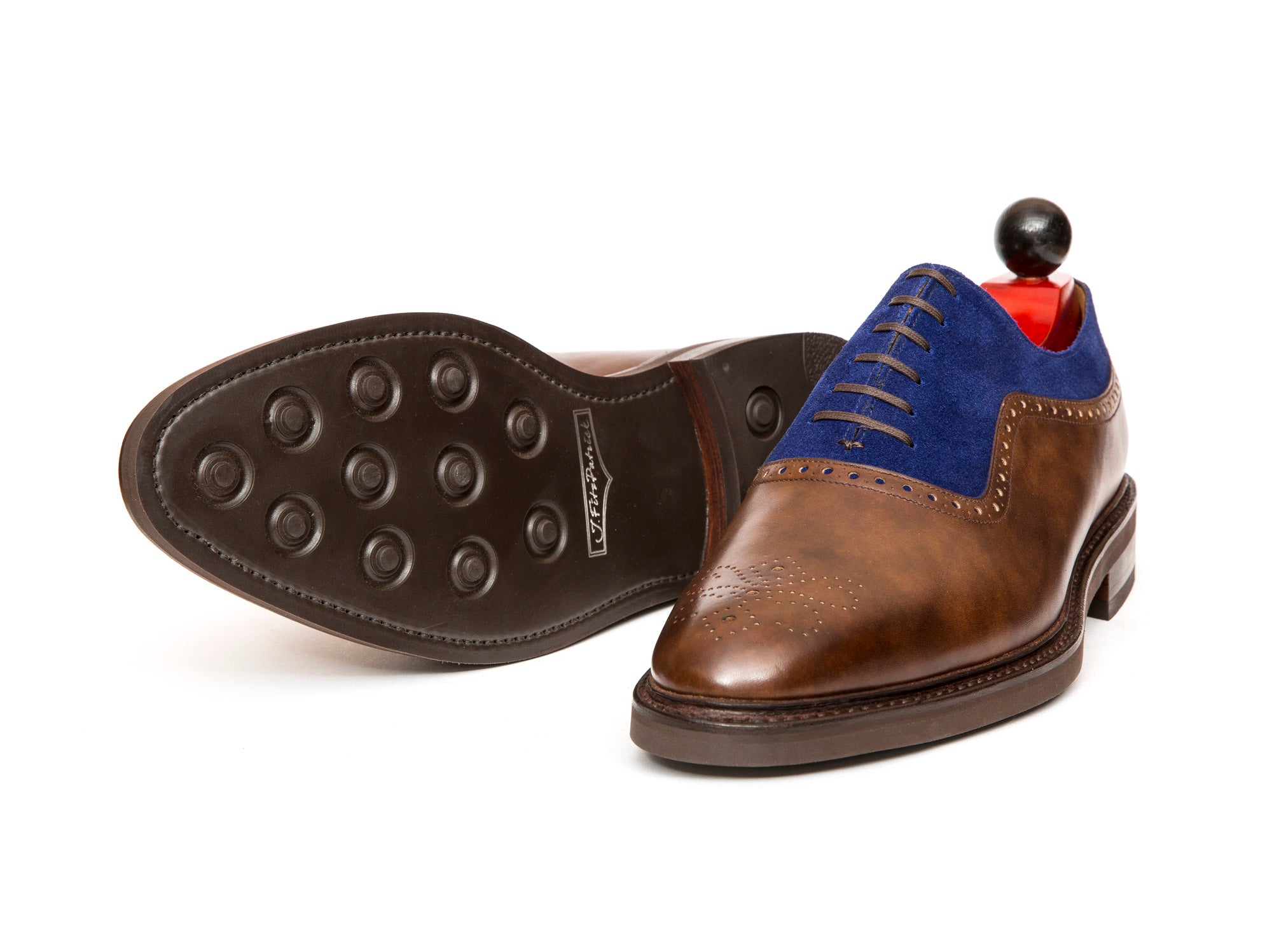 Roosevelt - MTO - Copper Museum Calf / Vivid Blue Suede - TMG Last - Country Rubber Sole