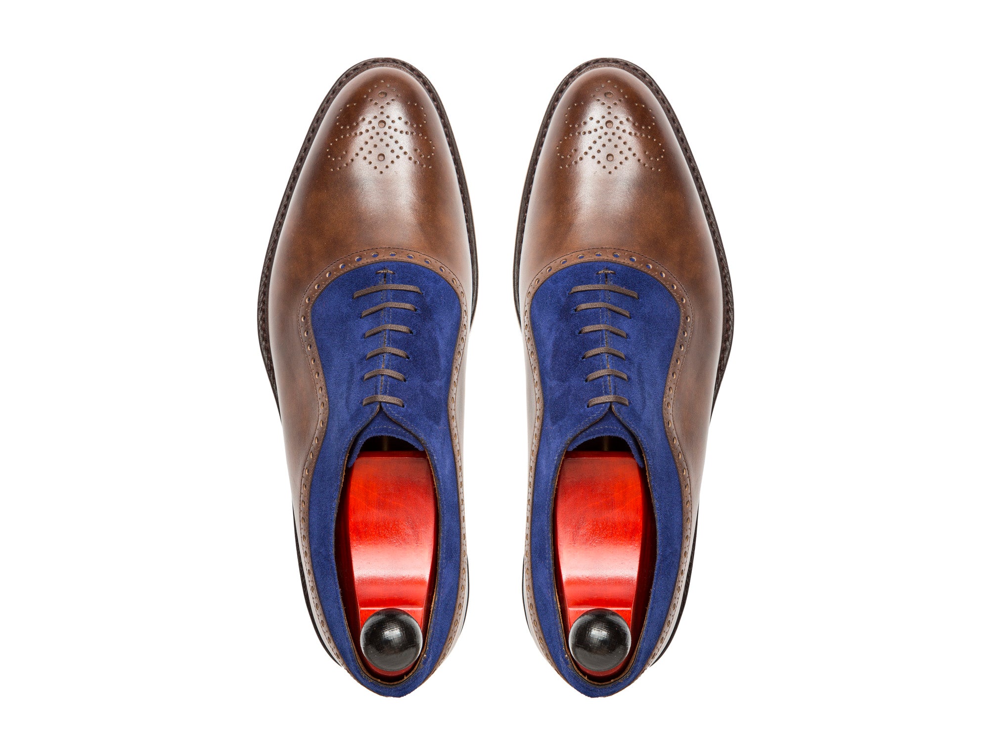 Roosevelt - MTO - Copper Museum Calf / Vivid Blue Suede - TMG Last - Country Rubber Sole