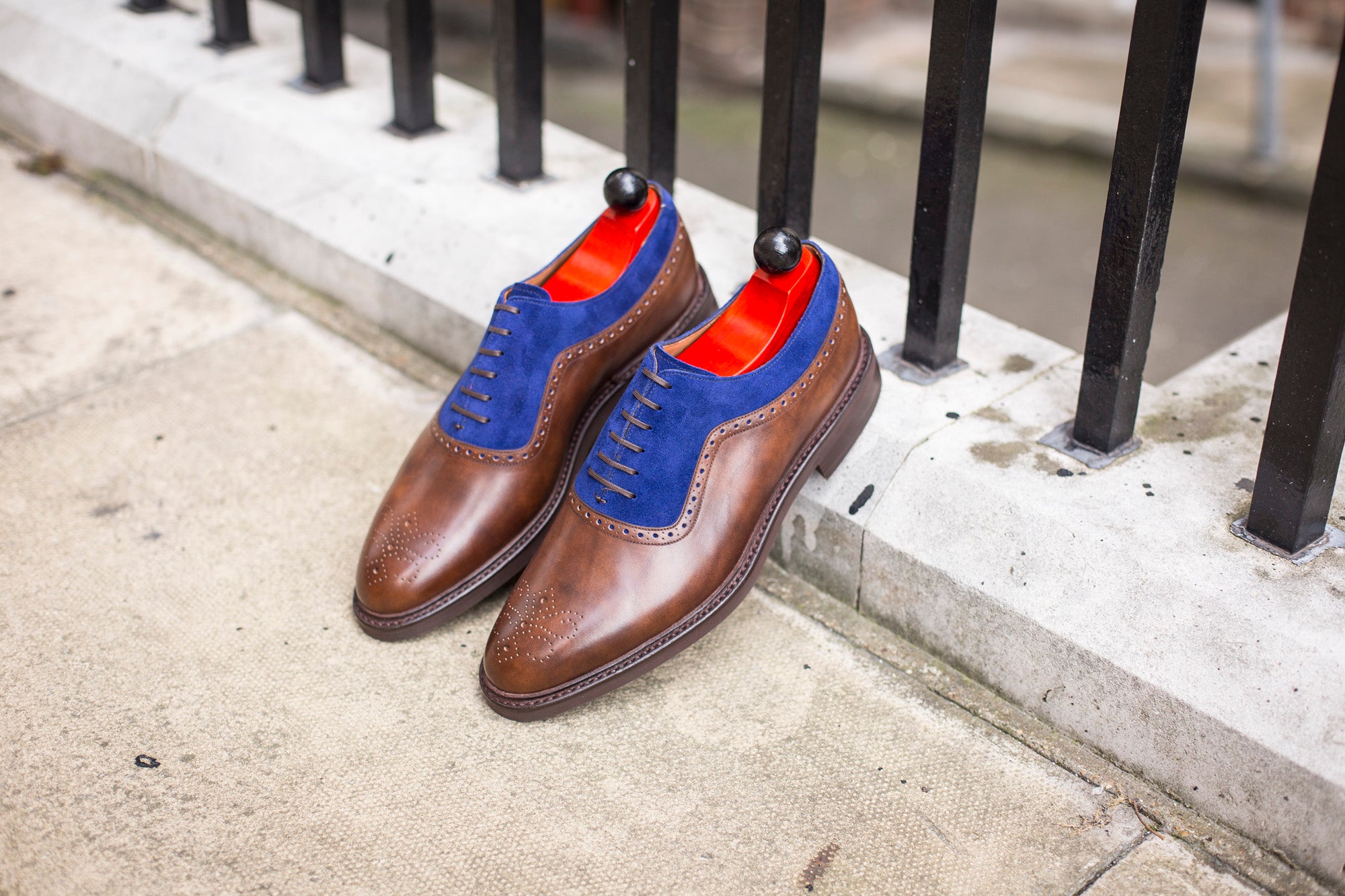 Roosevelt - MTO - Copper Museum Calf / Vivid Blue Suede - TMG Last - Country Rubber Sole