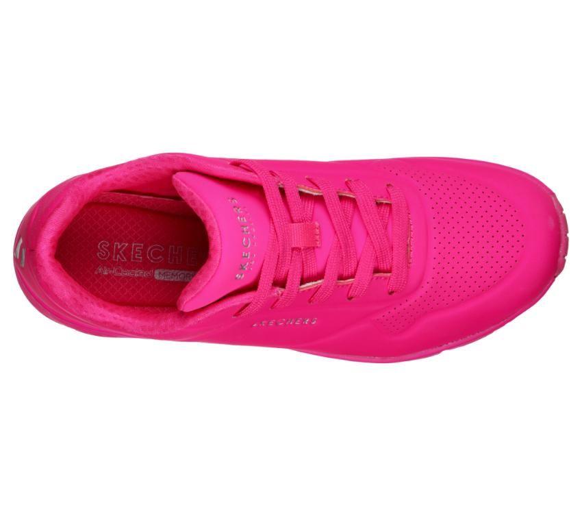 SKECHERS WOMENS UNO LACE HOT PINK