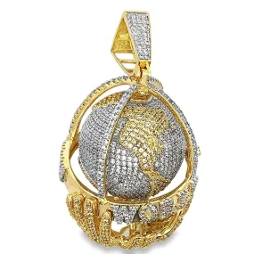 Spinning Globe CZ Hip Hop Iced Out Pendant