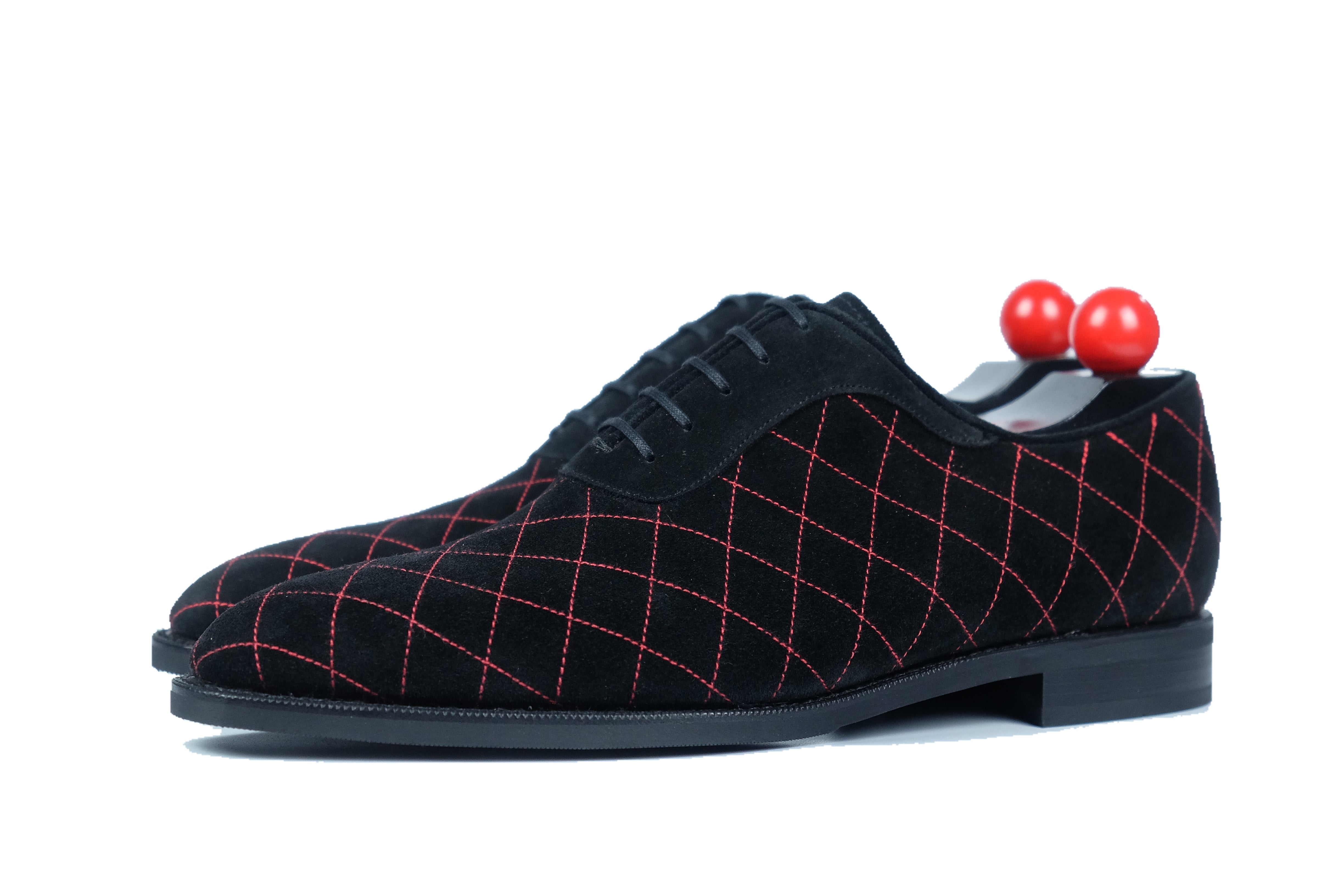 Spokane - MTO - Quilted Black Suede - Red Stitching - LPB Last - City Rubber Sole