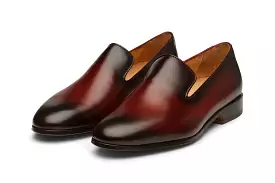 Venetian Loafers - Oxblood and Black Patina Finish