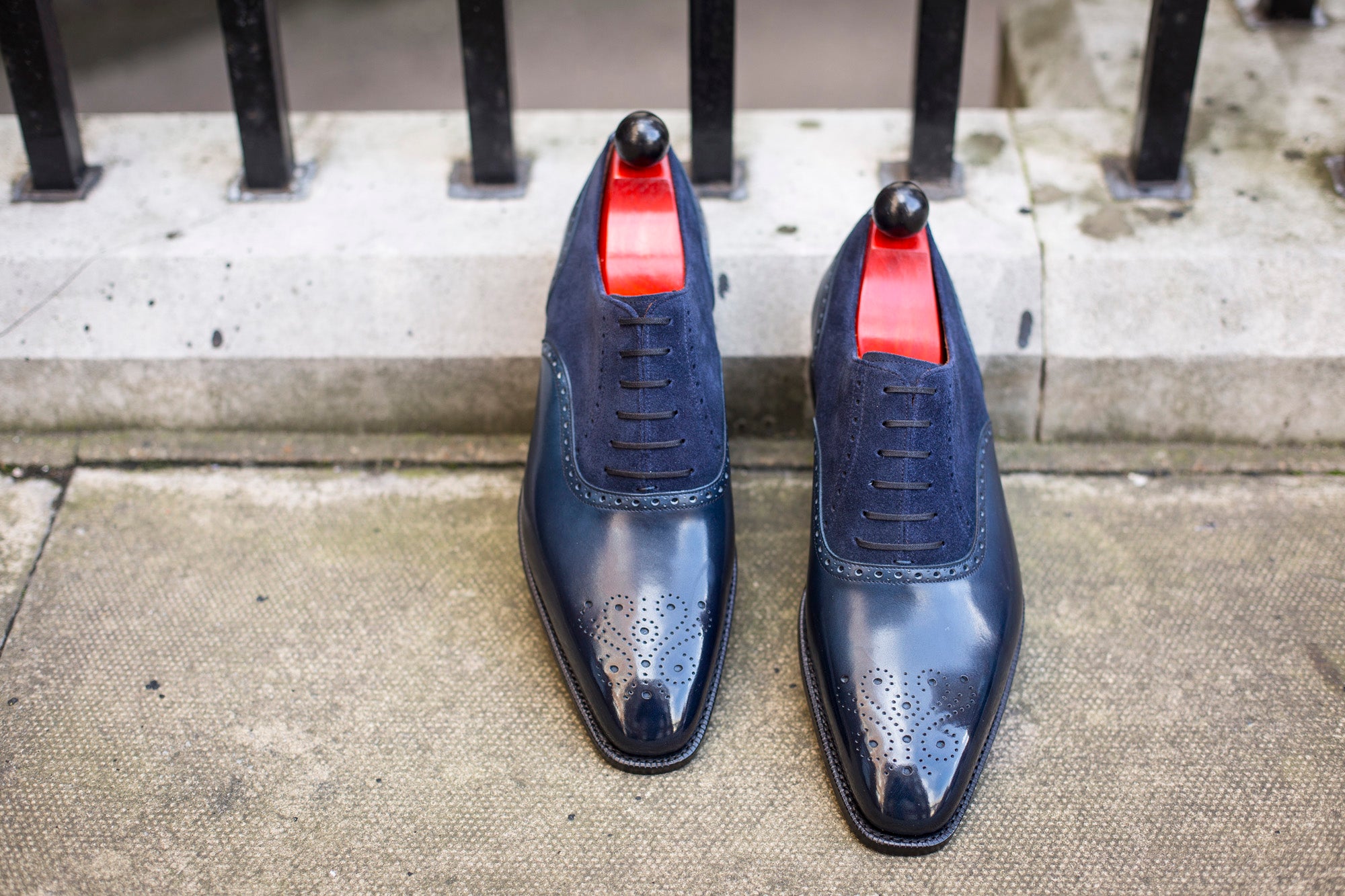 Wallingford - MTO - Shaded Navy Calf / Navy Suede - LPB Last - Single Leather Sole