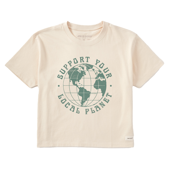 Women's Support Your Local Planet Globe  Boxy Crusher Tee