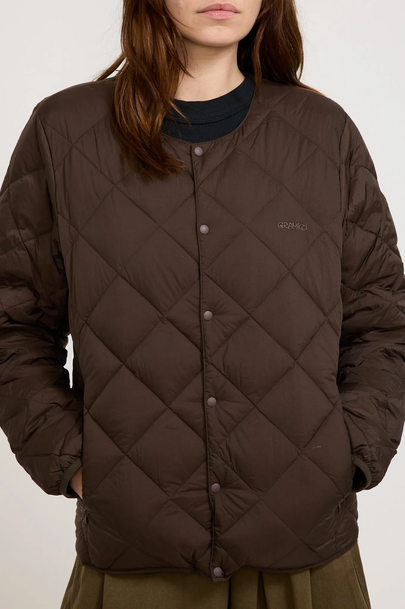 Womens Gramicci x Taion Inner Down Jacket Dark Brown