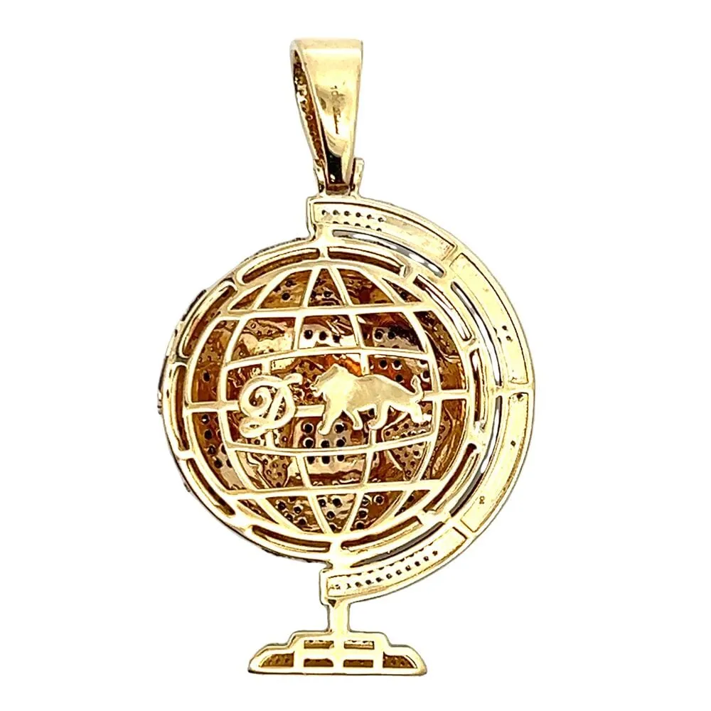 World Globe 1.85cttw Diamond Pendant 10K Yellow Gold